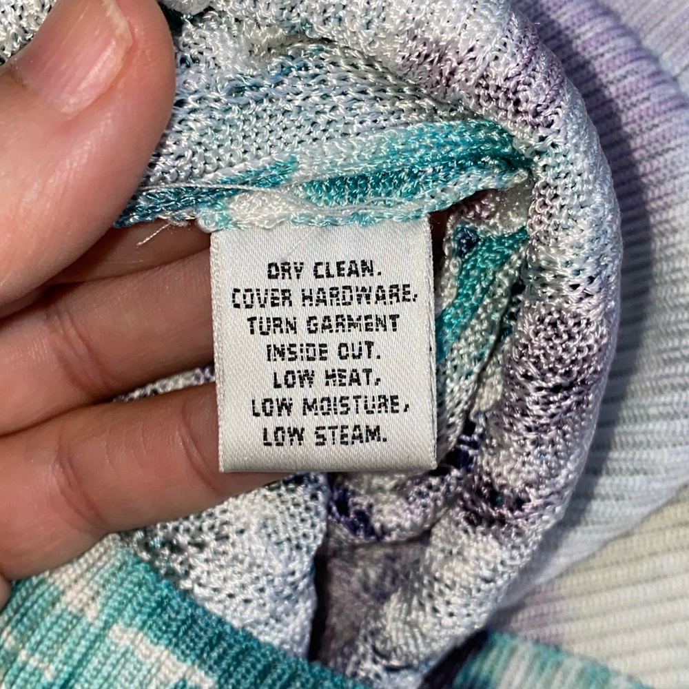 St John. Watercolor Button Up Cardigan in Blues, Yellow, Green. Size XS. - Picture 11 of 12